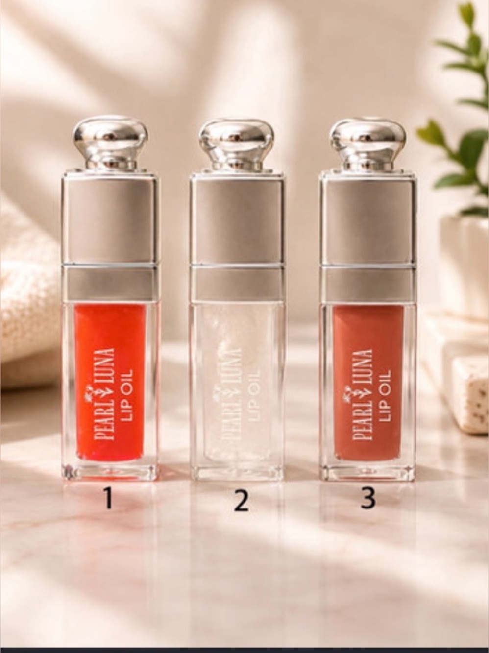 Pearl Luna Hydrating Lip Oil - Red, Clear, Nude
